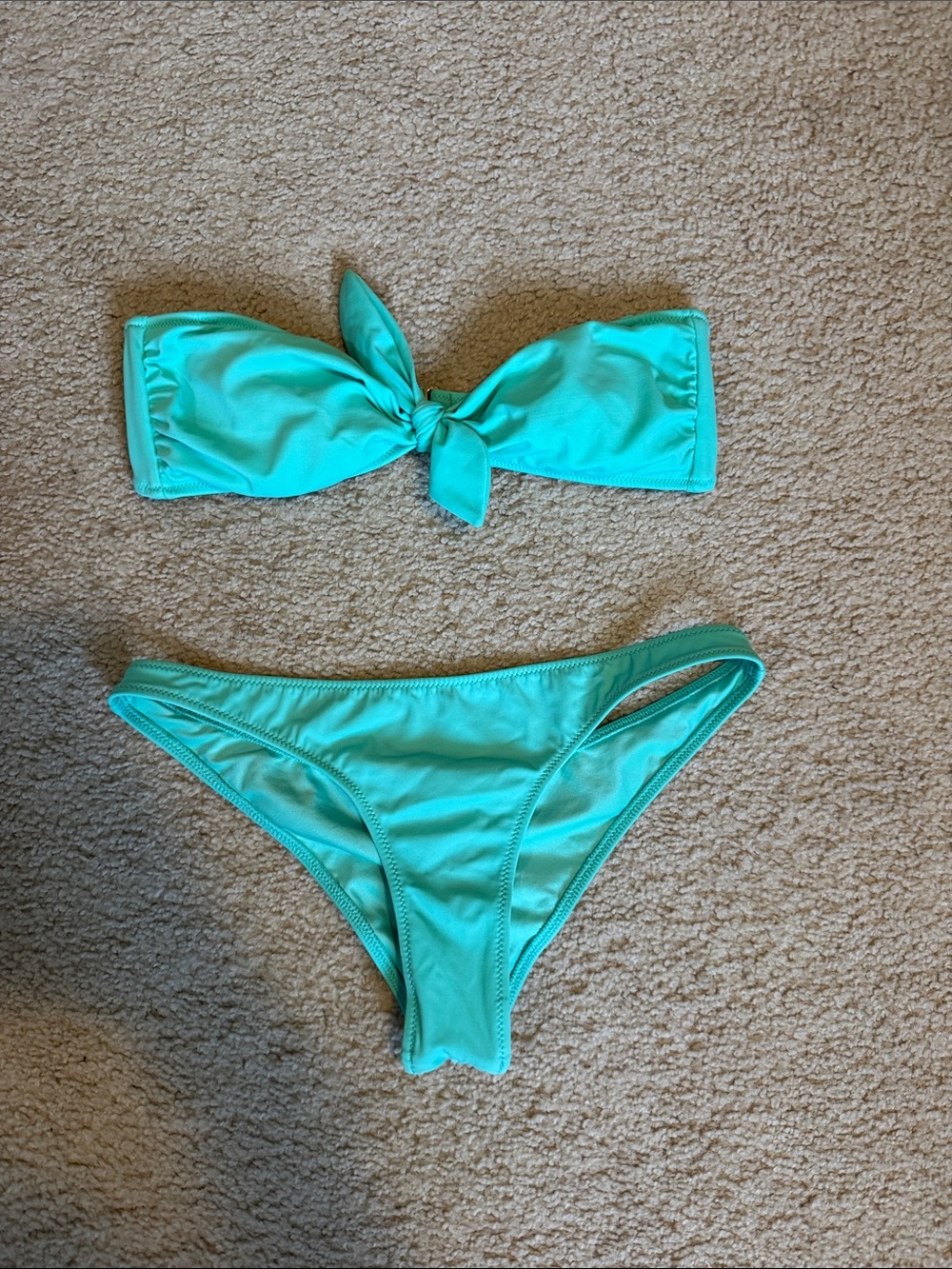 Victoria's Secret Seafoam Tie-Front Bandeau Bikini with Itsy Bottom Sz S and M